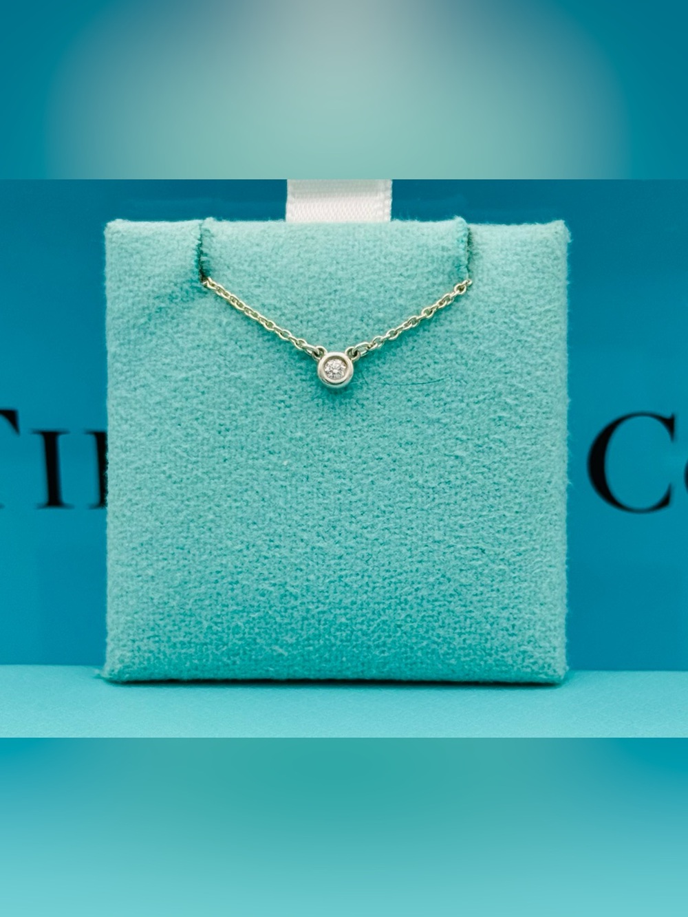 Tiffany & Co 0.03ct silver DBTY necklace Peretti 17.75” EUC